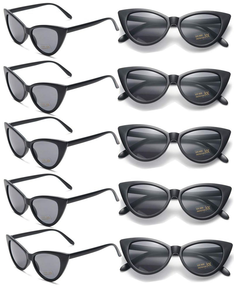 Eyegla Black Sunglasses Bulk Cat Eye Sunglasses Party Favor 1950s Inspired Glasses Set-10Pack - Image 1